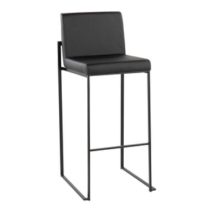 English Elm Fuji High Back Barstool Set Of 2 In Black Steel & Faux Leather - Stylish Comfort For Modern Spaces B202P222181