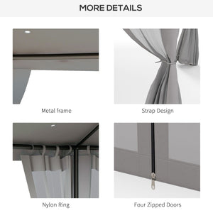 English Elm Outsunny 9.6' X 11.6' Stylish Patio Gazebo With Two-Tier Roof & Mesh Walls For Ultimate Comfort W2225P200436-GIGA