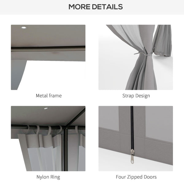 English Elm Outsunny 9.6' X 11.6' Stylish Patio Gazebo With Two-Tier Roof & Mesh Walls For Ultimate Comfort W2225P200436-GIGA