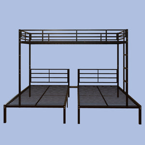English Elm Triple Bunk Bed Steel Frame Sleeps Three Kids with Noise Reduced Powder Coated Design W3752S00013