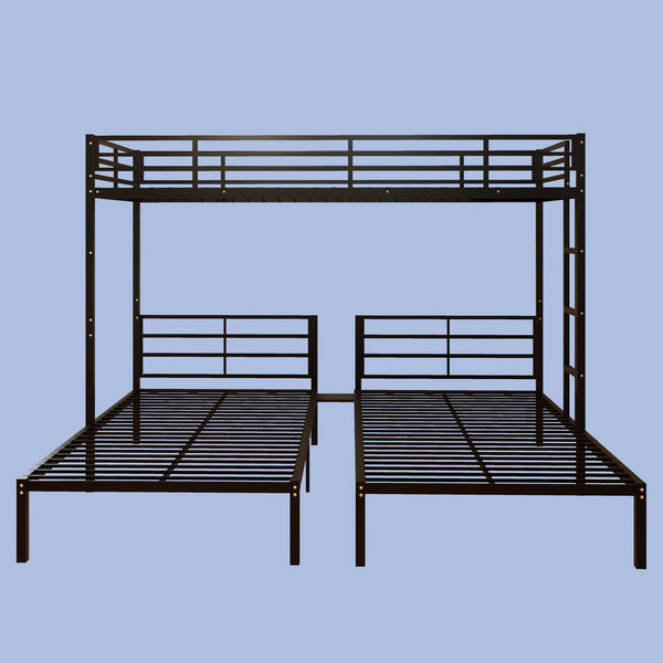 English Elm Triple Bunk Bed Steel Frame Sleeps Three Kids with Noise Reduced Powder Coated Design W3752S00013