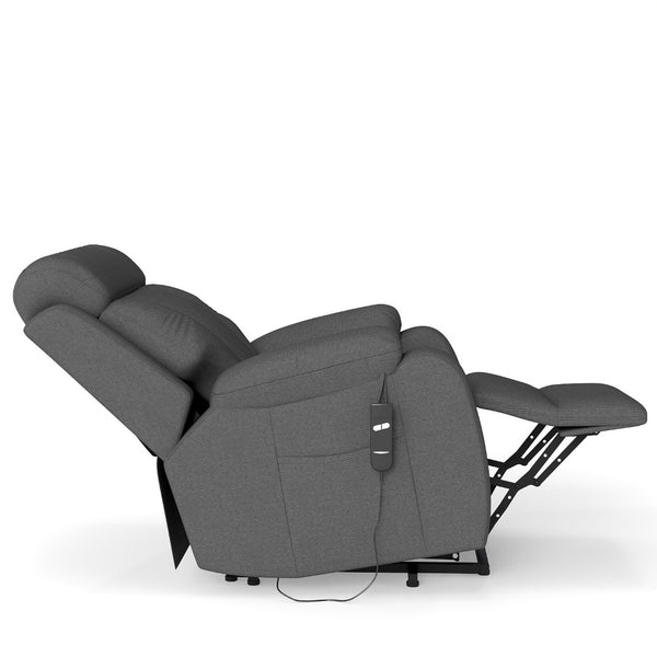 English Elm Power Lift Recliner For Seniors – Compact Electric Chair In Dark Gray Snowflake Velvet, Remote Control W1028S00052-GIGA
