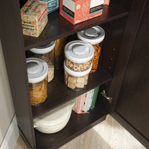 English Elm Corner Storage Cabinet Brown Finish - Tall 71" Corner Organizer with 3 Adjustable Shelves, Multi-Use B356P402605