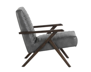 Sunpan Peyton Lounge Chair - Mid-Century Modern Design with Retro Flair and Distressed Brown Oak Frame Cantina Magnetite