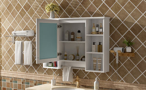 English Elm 3-in-1 Wall Mounted Bathroom Medicine Cabinet with Soft Close Mirror and Towel Bar White N710P358613K