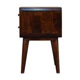 English Elm Solid Wood Curved Dark Walnut Bedside