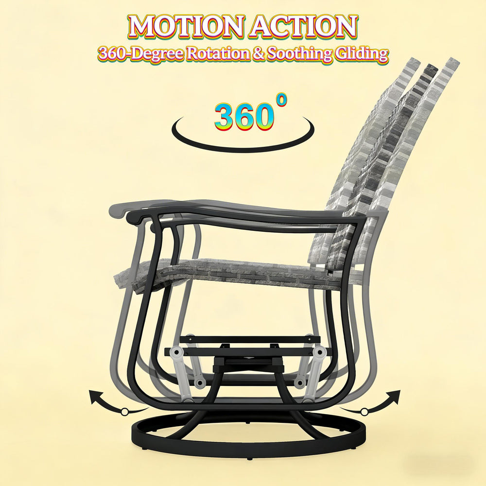English Elm Garden Steel Frame Outdoor Glider Chair with Breathable Mesh for Porch or Patio T3971P444281