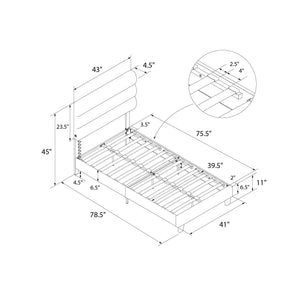 English Elm Paloma Linen Upholstered Bed Channel Tufted Headboard with Built-in Dual Usb Ports B2733P445252