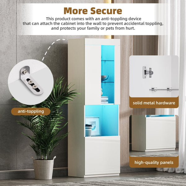 English Elm On-Trend Modern Tv Stand With 34.2" Electric Fireplace & Led Lights – Stylish Media Console For 75" Tvs N721S000043K-GIGA