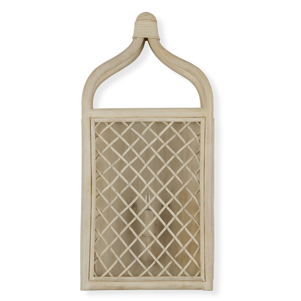 Wanstead Ivory Wall Sconce - Handcrafted Rattan Lantern with Antique Pearl Finish for Coastal Decor