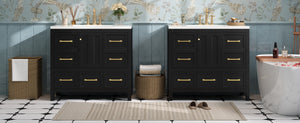 English Elm 72'' Elegant Bathroom Vanity Set With Resin Sink, Solid Wood Frame, Ample Storage & Soft-Close Doors N710SS00012B