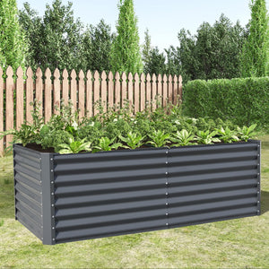 English Elm 6x3x2ft Galvanized Raised Garden Bed with Rust-Resistant Steel, Open Base, Support Rods & Safe Edges Gray W1859P197935