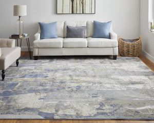 Feizy Rugs Clio High-end Inspired Abstract Area Rug - Luxurious Machine-made Design For Modern Homes Blue,Gray,Tan Polypropylene Clo39k6fblugryj00