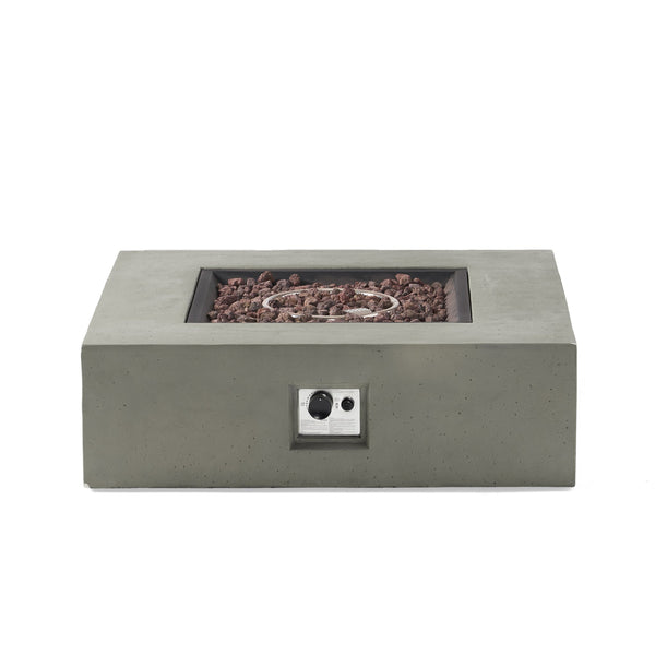 English Elm 50000 Btu Square Mgo Concrete Propane Fire Table for Outdoor Patio Entertaining 59241.00WHI-50K