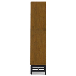 English Elm Banting Mid Century Bookcase – Solid Rubberwood Brown with Metal Base, Adjustable Shelves & Drawers B136P238610