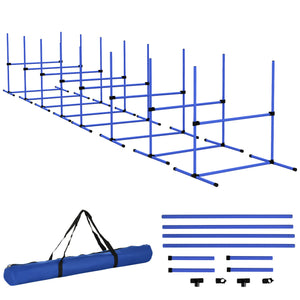 English Elm PawHut Dog Agility Training Set — 8 Adjustable Jump Bars with Portable Carry Bag for Easy Practice Blue W2225P217631