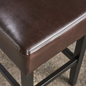 English Elm Christopher Knight Home® - 26" Backless Counter Stools Set of 2 Brown Bonded Leather Hardwood Frame Modern Bronze Finish, 26" N780P291426B