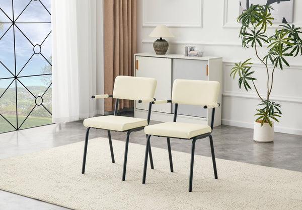 English Elm Dining Chairs Set of 2 Velvet Upholstered with Hangable Arms and Metal Legs W3493P449279