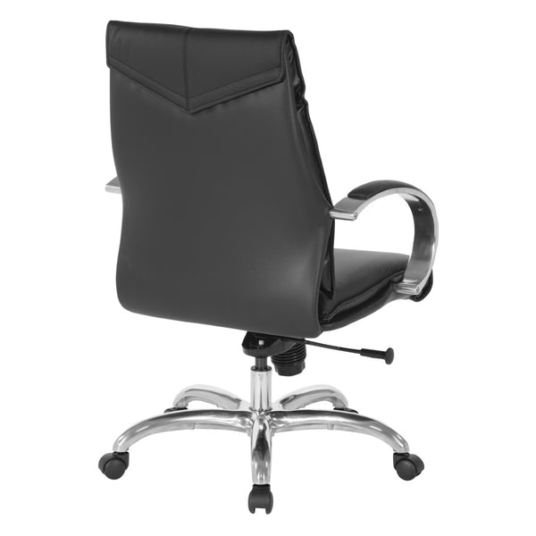 OSP Home Furnishings Deluxe Executive Top Grain Leather Office Chair with Lumbar Support and Chrome Arms Mid 8201