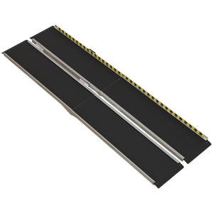 English Elm Homcom Folding Aluminum Wheelchair Ramp with Non-slip Grip and 600lb Capacity W2225P217469