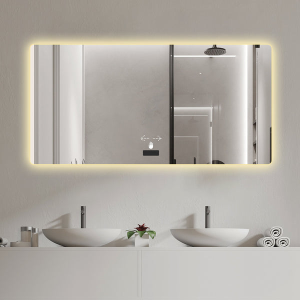 English Elm 48x32in LED Bathroom Mirror with Soft Shade, Waterproof Case, Tri-Color Dimming, Smart Sensor, Anti-Fog W2709P268893