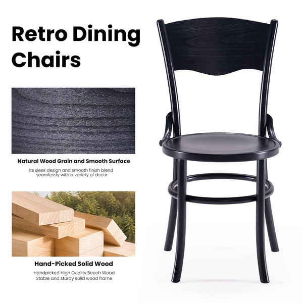 English Elm Rustic Solid Wood Dining Chairs Set of 2 in Black — Farmhouse Mid-Century Style, Solid Wood, Fully Assembled, Elegant and Durable (37"H) T3623P408532