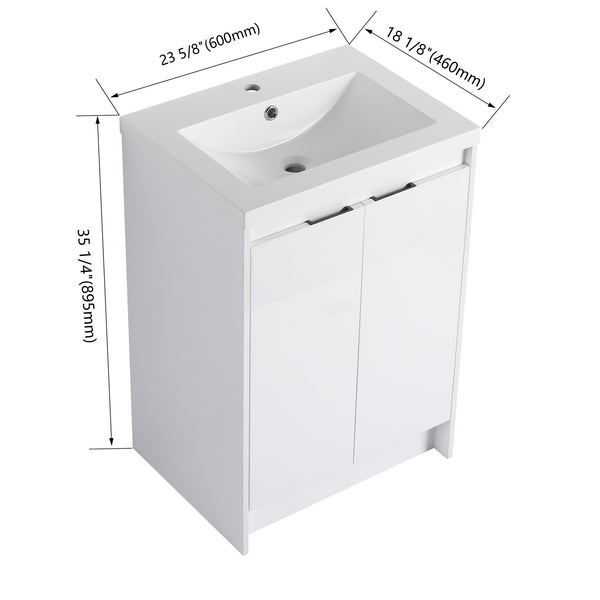 English Elm 24" Freestanding Bathroom Vanity With Premium Resin Sink - Modern Design & Ample Storage Solutions W999P312102