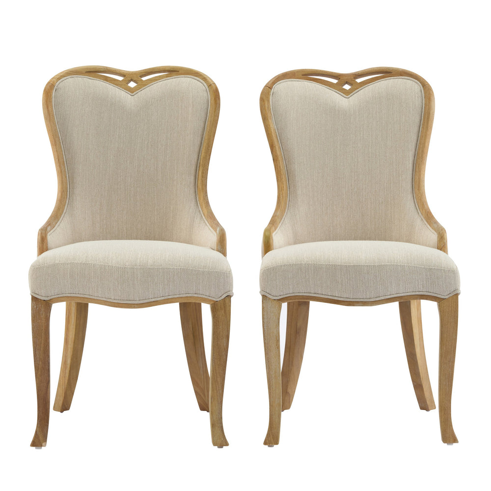 English Elm Christopher Knight Home® - Heart-Back Wingback Dining Chairs Set Of 2 – Elegant Upholstered Seating With Natural Wood Legs N768P283429N