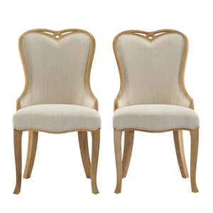 English Elm Christopher Knight Home® - Heart-Back Wingback Dining Chairs Set Of 2 – Elegant Upholstered Seating With Natural Wood Legs N768P283429N