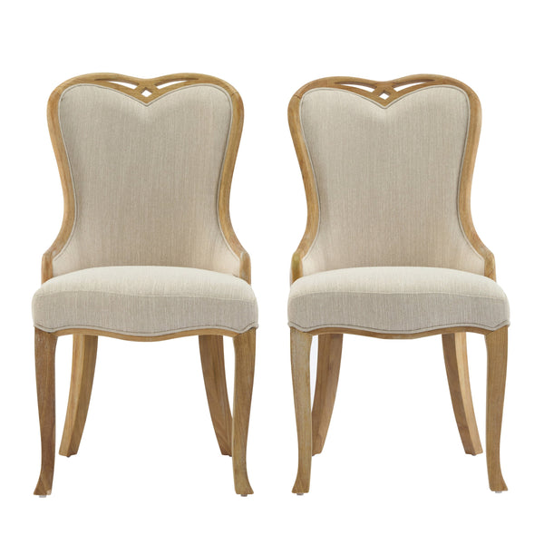 English Elm Christopher Knight Home® - Heart-Back Wingback Dining Chairs Set Of 2 – Elegant Upholstered Seating With Natural Wood Legs N768P283429N
