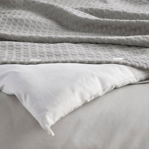 JLA Home Comfort Spaces - Waffle Plush Comforter Set with Breathable Waffle Weave Texture for Year-Round Warmth and Durability Light Grey AM10-0012
