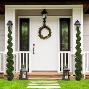 English Elm 7ft Spiral Faux Boxwood Topiary Sculpted Artificial Tree for Patio Porch Entryway W2945P279014