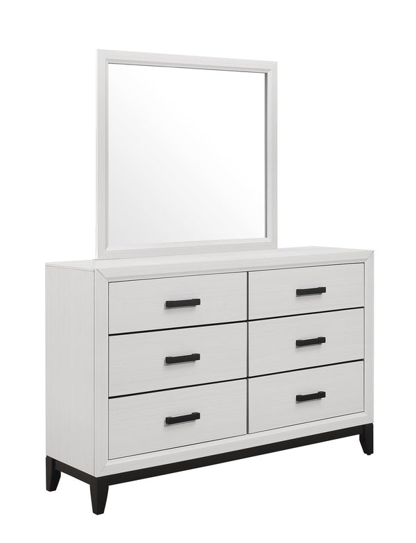 English Elm MIRAGE White Mirror for Dresser – Contemporary Rectangular MDF Frame with Clear Glass, Sleek Finish B201P226181