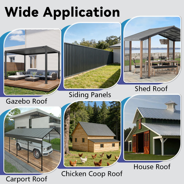 English Elm 10 Corrugated Galvanized Steel Roof Panels Weather Resistant Gazebo Pergola Cover W3213P431245