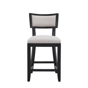 English Elm Christopher Knight Home® - 26.5" Counter Stools Set of 2 Upholstered Farmhouse Bar Stools with Curved Back, Footrest, Solid Wood Frame Beige+Black 72643.00BGECHOC