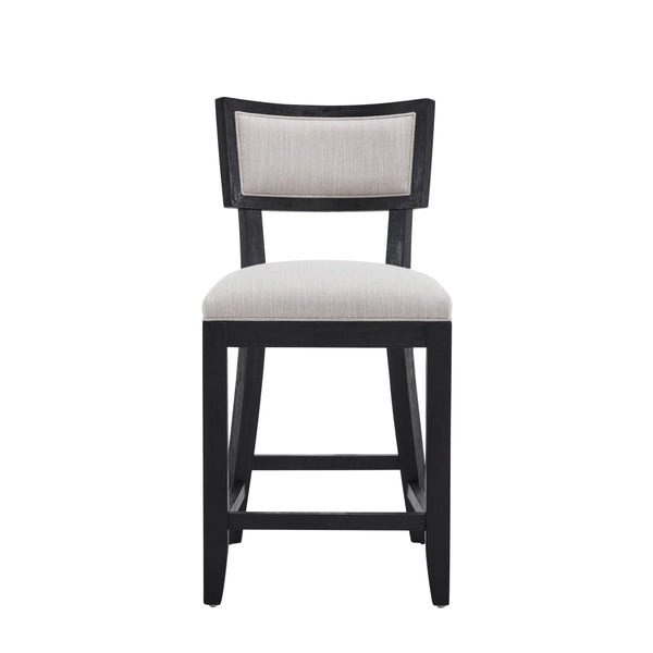 English Elm Christopher Knight Home® - 26.5" Counter Stools Set of 2 Upholstered Farmhouse Bar Stools with Curved Back, Footrest, Solid Wood Frame Beige+Black 72643.00BGECHOC