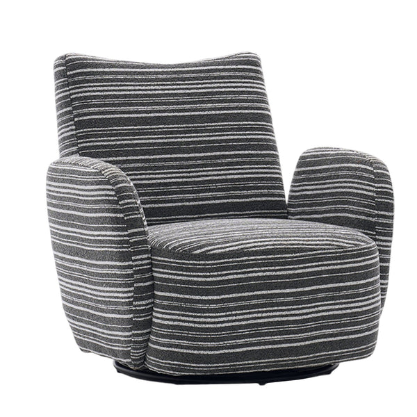 English Elm Modern Boucle 360° Swivel Leisure Chair with High‑Resilience Sponge, Supportive Curve, 550lb Capacity Dark Gray W395P355513