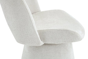English Elm Modern Chenille Linen Accent Chair Sculptural Hollow Back Swivel Seat for Dining Vanity Off White W3493P452649