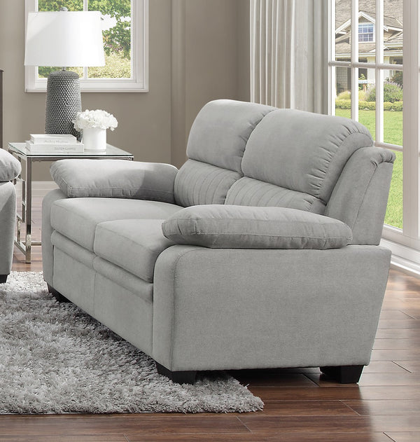 English Elm Modern Channel Tufted 3 Piece Living Room Set Pocket Coil Textured Fabric Sofa Suite Gray B011S01166