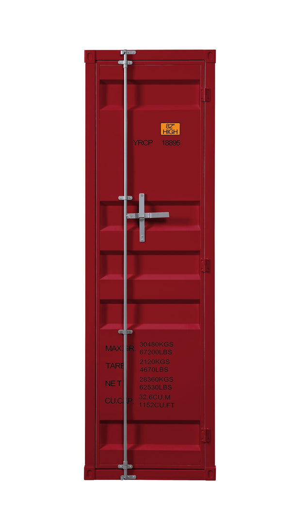 English Elm Red Rectangular 1-Door Wardrobe with Lockable Container, Iron Build, Single Shelf & Dual Compartments B062P215413