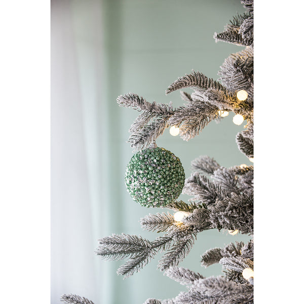 English Elm D3.9" Beaded Flocked Christmas Ball Ornaments Set of 6 Textured Holiday Tree Accents W2078P257514