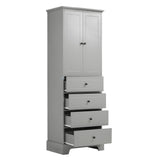 English Elm Storage Cabinet With 2 Doors and 4 Drawers For Bathroom, Office, Adjustable Shelf, Mdf Board With Painted Finish, Grey