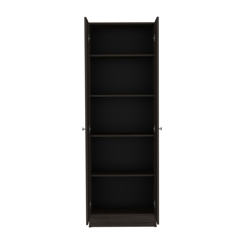 English Elm Multistorage Cabinet 71" H - Stylish Carbon Espresso & Black, 5 Shelves For Smart Home Organization B097132947
