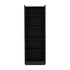 English Elm Multistorage Cabinet 71" H - Stylish Carbon Espresso & Black, 5 Shelves For Smart Home Organization B097132947