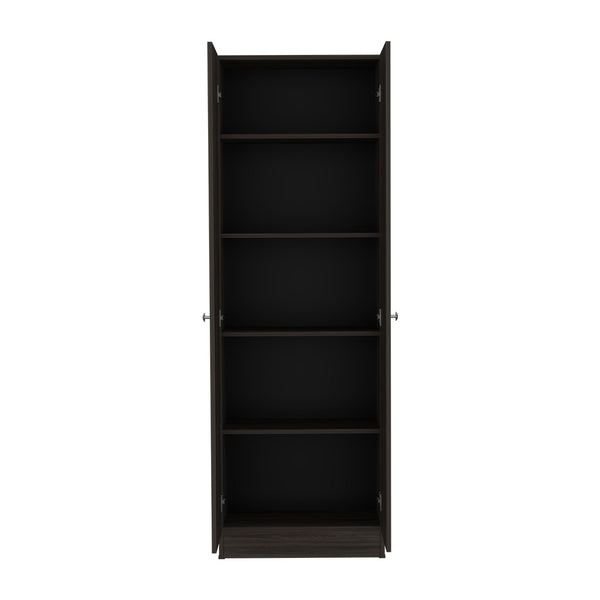 English Elm Multistorage Cabinet 71" H - Stylish Carbon Espresso & Black, 5 Shelves For Smart Home Organization B097132947