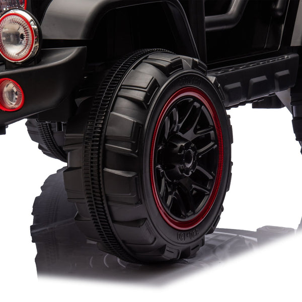 English Elm 24v Kids Electric Ride on Car with Parental Remote Rear Suspension and Bluetooth Audio Black W1578P228743