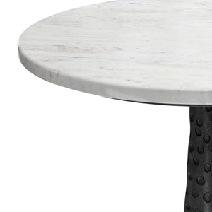 English Elm Myles Round Marble Top Side Table with Hammered Aluminum Pedestal Base B136P419855
