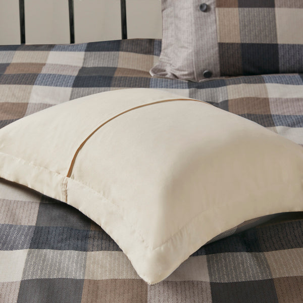 English Elm 7 Piece Herringbone Comforter Set - Cozy Buffalo Plaid Queen Ensemble With Decorative Pillows B03597190
