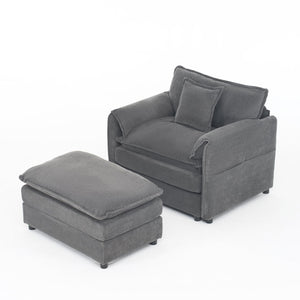 English Elm Oversized Chenille Lounge Chair with Detachable Ottoman Deep Cushioned Living Room Seat W3163S00069