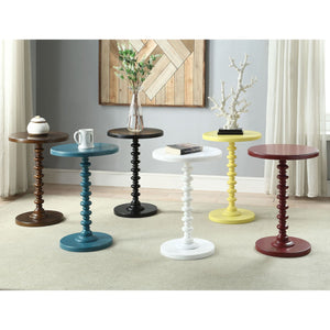 English Elm Salisa Turned Pedestal Yellow Side Table — Solid Wood Accent Table 22.5" High for Cozy Corners B062P185725